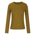 thumbnail image 3 of IROINID Reduced Womens Long Sleeve Tops Fall Stretch Slim Fitted Ribbed T-Shirt Blouse Solid Basic Tops,Yellow, 3 of 5