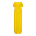 thumbnail image 4 of Timegard Robes pour Femmes Col Rond Manches Courtes Longue Robe Vacances Plage Décontractée Ample Robe Maxi, 4 of 5