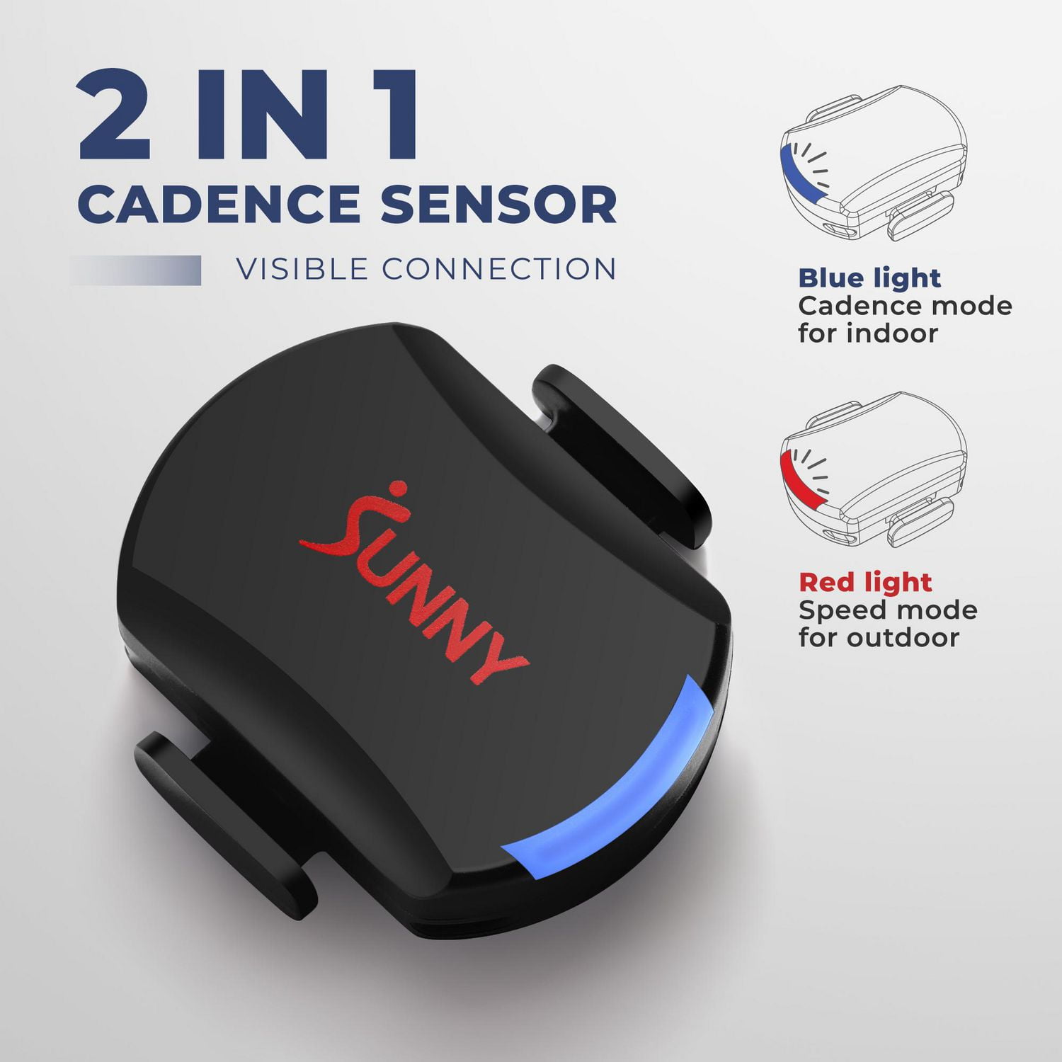 Sunny Health & Fitness Capteur de Cadence/RPM + Vitesse 2-en-1 pour Vélo d'Exercice Intérieur ou Extérieur avec Application SunnyFit Gratuite et Connectivité Bluetooth Améliorée - CB110