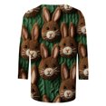 thumbnail image 5 of RKSTN Womens Tops Casual Fashion Cute Easter Bunny Printed 3/4 Sleeve Round Neck Tops Spring Summer 3D Printed Ruched Pullover Blouse Tops, 5 of 5