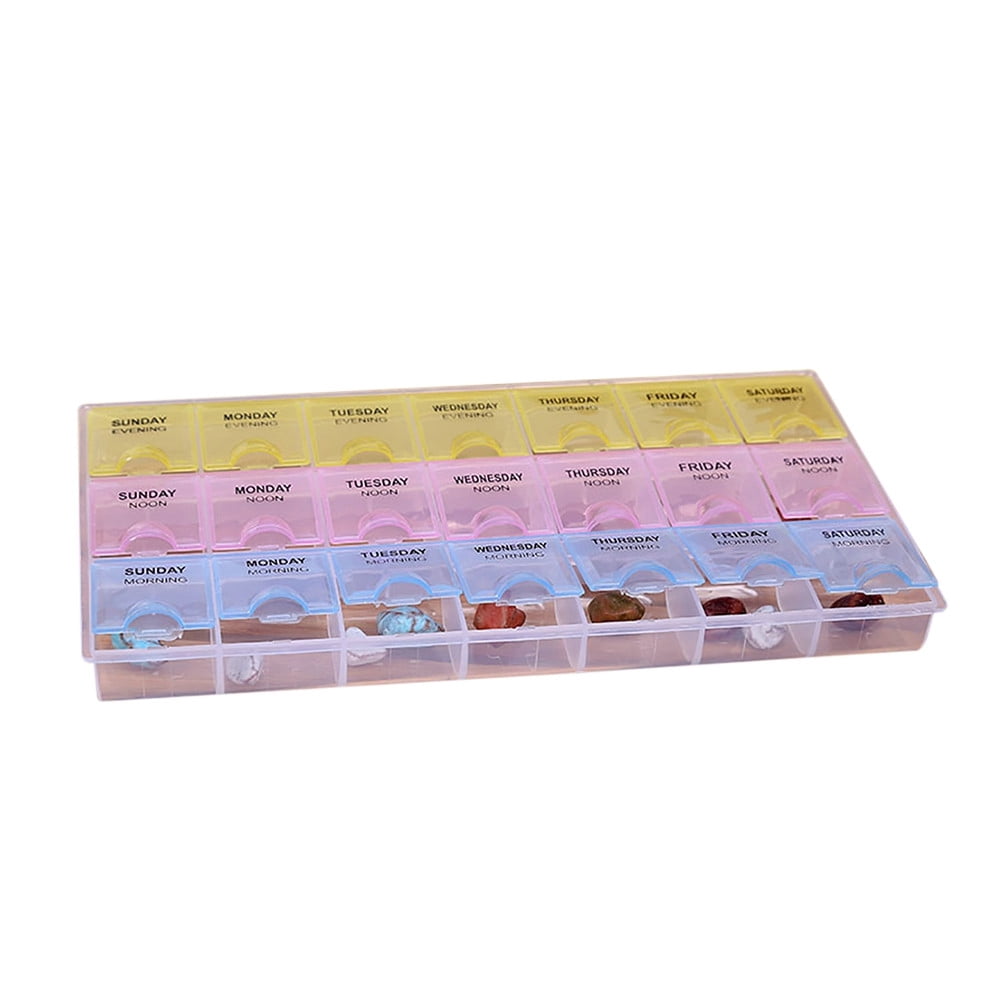 Yannianjz Weekly Pill Organizer, 21 Compartments 7 Day Box Tablet Dispenser, AM PM Medication Storage Case for Vitamins, Supplements, Daily Use