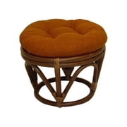 International Caravan Bali Rattan Papasan Footstool Ottoman-Red