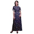 thumbnail image 1 of Bimba Rayon Leaves & Clematis Floral Printed Womens Long MaxiDressGown With Side Slit-XSmall, 1 of 6
