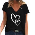 thumbnail image 1 of Pompotops Grande Taille pour Femme Manches Courtes V-Cou Imprimé Pull Tops Chemise, 1 of 6
