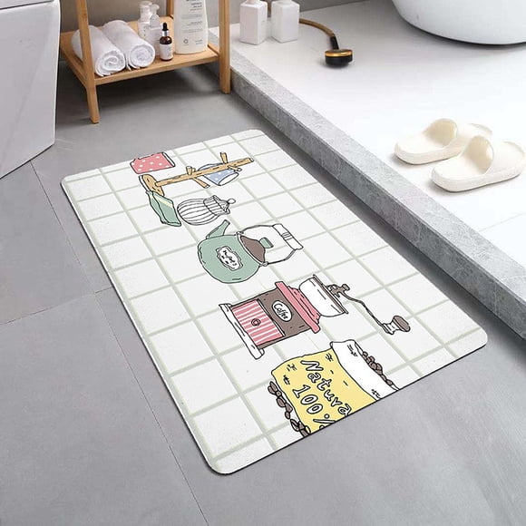 Super Absorbent Diatomite Bathroom Floor Mat - Quick Drying Non Slip Soft Carpet for Kitchen Door