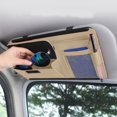 thumbnail image 2 of Beige Car Windshield Sunshade Glasses Storage Organizer With Leather Card Holder And Receipt Clip Multifunctional Car Accessory 12.20 X 6.69 Inches 0.53 Lbs, 2 of 6