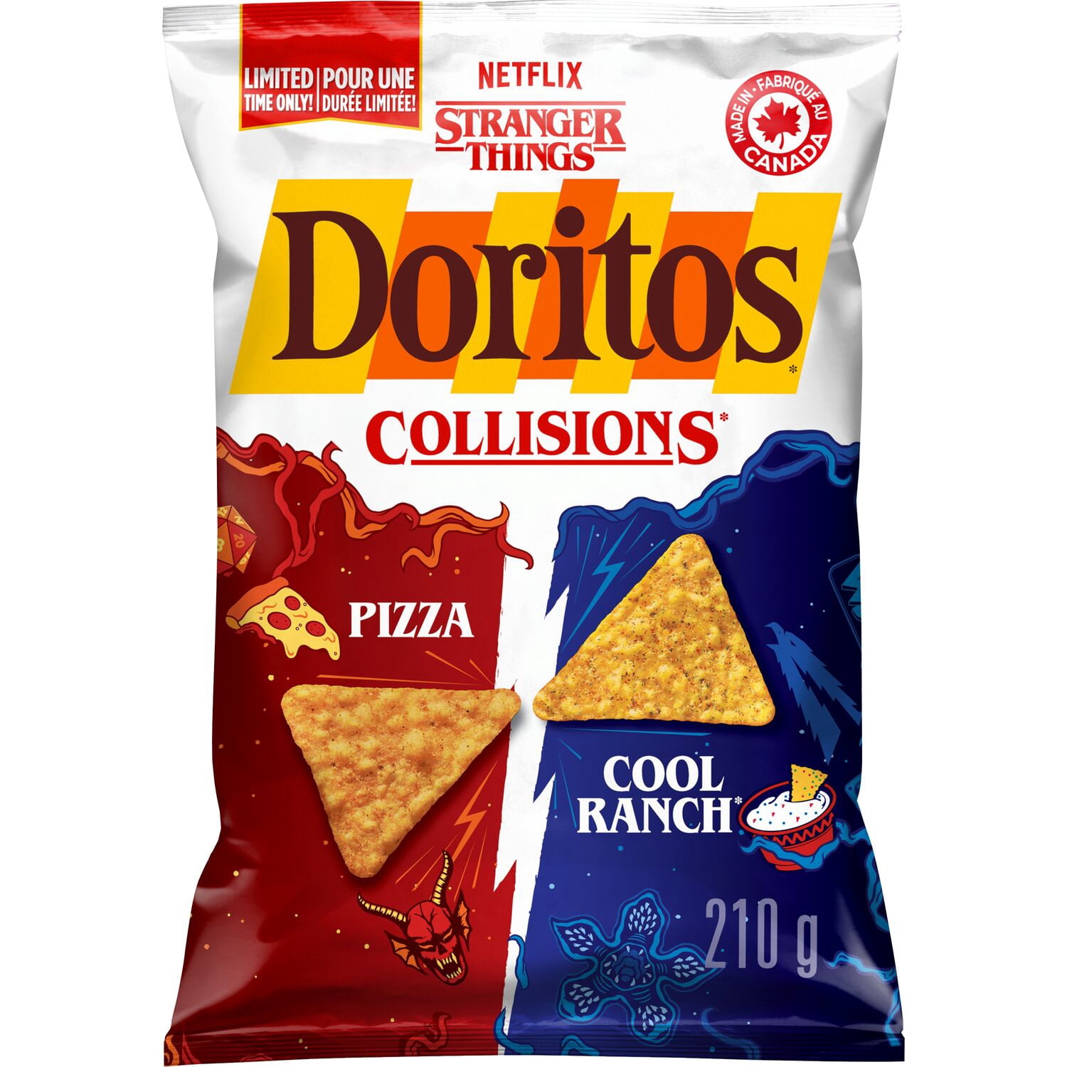Doritos Collisions Pizza and Cool Ranch Flavoured Tortilla Chips.