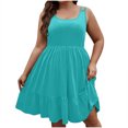 thumbnail image 2 of Ovzne Robes pour Femmes Robe pour Femme Printemps Été Grande Taille Ample Couleur Unie Sans Manches Mi-Longue Robe Printemps Liquidation, 2 of 7