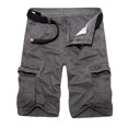 thumbnail image 1 of Penkiiy Men Casual Solid Fashion Zipper Button Pockets Cropped Cargo Shorts S Dark Gray, 1 of 3