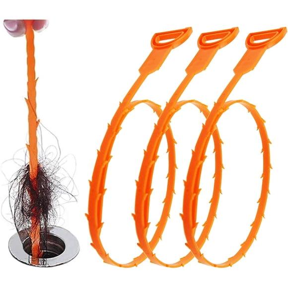LAICAIW Lot de 3 Serpents à Cheveux de 25 Pouces pour Ouvrir les Drains, Outil pour Enlever les Obstructions sur Évier, Serpents pour Égout, Évier de Cuisine, Baignoire, Toilette, Drains Bouchés, Outil de Nettoyage pour Soulager les Obstructions