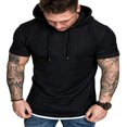 thumbnail image 1 of T-shirt à Capuche pour Homme en Coton Slub Uni à Manches Courtes, Coupe Ajustée, 1 of 5