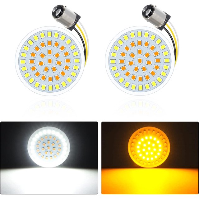 GHSDFBB 1157 2" Bullet LED Front Turn Signals Light White Amber Blinker Light Compatible for Harley Davidson Sportster Softail Dyna
