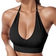 thumbnail image 2 of MIASHUI Bras for Women Halterneck Sports Bra Backless Deep V Neck Sports Bustier Padded Gym Bra Backless Adjustable Straps, 2 of 5