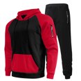 thumbnail image 1 of Male Casual Solid Two Mens Suits Classic Fit Piece Suit Zipper Pocket His Three Piece Suit Raglan Sleeve Hoodies Drawstring Boy Suit Set Zipper Pocket Pants Set, 1 of 7
