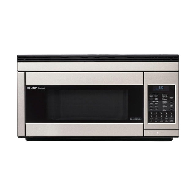 Sharp Carousel® Four à Micro-Ondes à Convection de 30 Pouces pour Hotte Intégrée avec Capacité de 1,1 Pi3, Fini en Acier Inoxydable et Fonctions de Cuisson Avancées. Comprend un Plateau Tournant de 13 Pouces, un Écran DEL à 7 Chiffres, des Programmes de Convection, des options de Cuisson avec Capteur et un Ventilateur de ventilation à Deux Vitesses avec Éclairage de Surface de Cuisson. Conçu pour une installation Facile et une Efficacité Énergétique.