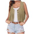 thumbnail image 1 of Birdeem Veste Ethnique pour Femmes Col Rond Sans Manches Cardigan Vintage Manteau Léger Uni, 1 of 7