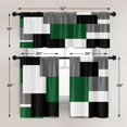 thumbnail image 4 of Green Geometric Kitchen Curtains Checkered Window Curtains and Valances Set 36 Inch, Black Grey White Short Tier Curtain for Kitchen, Modern Abstract Small Kitchen Decor, 4 of 5