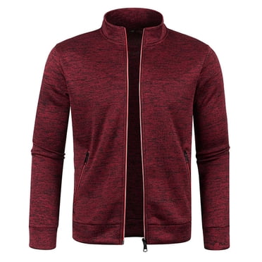 Pisexur Men's Cardigan Sweaters Full Zip Up Stand Collar Slim Fit Casual Knitted Sweater with 2 Front Pockets