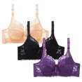 thumbnail image 1 of Pisexur 3PC Bras for Women Comfy Breathable Lace Wireless Bras for Women High Support Lift Push Up Bra No Underwire Full Coverage Everyday Bra Plus Size Bra for Large Bust, 1 of 2
