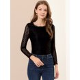 thumbnail image 2 of INSPIRE CHIC Blouse en Dentelle Transparente à Broderie Florale pour Femme à Col Rond à Manches Longues TG Noir, 2 of 6
