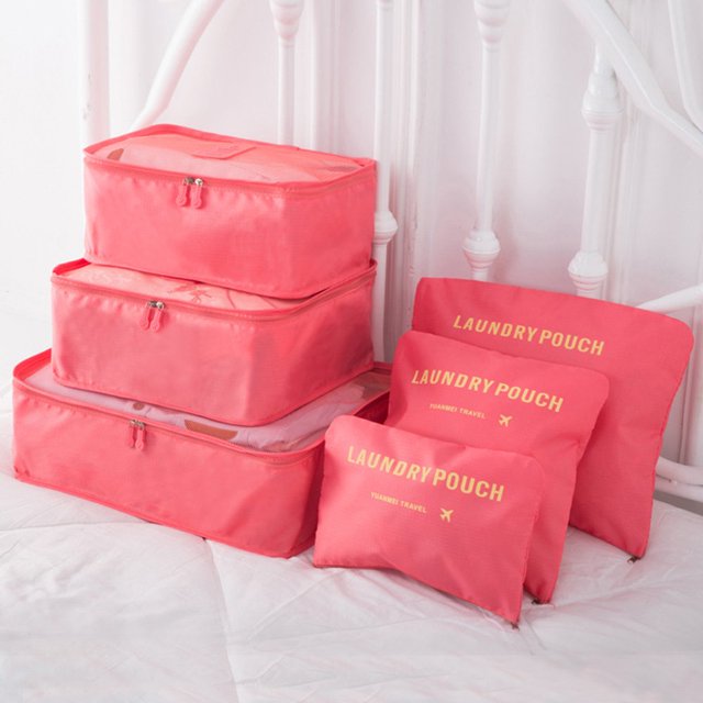 6 Set Packing Cubes With Shoe Bag - Carry On Luggage Travel Packing Organizers Housekepping Storage Bags