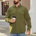 thumbnail image 4 of NaWent Men's Button Down Shirts Jacket Lightweight Shirt Jacket Long Sleeve Work Coat Solid Color Overshirt, 4 of 7
