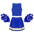 thumbnail image 3 of Xnihocha Costume de Cheerleading pour Filles Uniforme de Cheerleader Robe Tenue de Fête Ensemble Haut avec Jupe Plissée et Pompons Bleu 12, 3 of 6