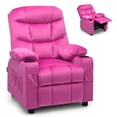 thumbnail image 1 of Gymax Kids Youth Recliner Chair Velvet Fabric w/Cup Holder & Side Pocket Pink, 1 of 10