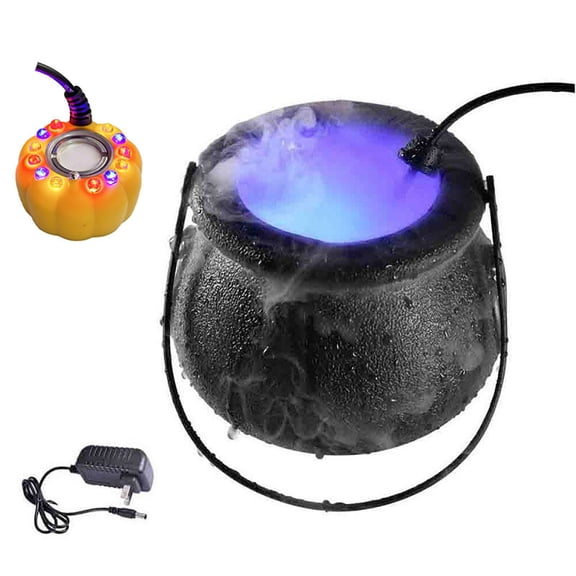 Halloween Witch Decorations Mist Maker Halloween Pumpkin Atomizer Witch Bucket Machine Atomizer Head Mist Maker 12LED Halloween Pumpkin Bucket