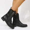 thumbnail image 2 of LSLJS Bottes d'Hiver pour Femmes à Couleur Unie, Mi-Mollet, à Talons Bas, Bout Rond, Fermeture Éclair Latérale, Chaussures; Bottes Plates pour Femmes; Bottes pour Femmes, 2 of 6