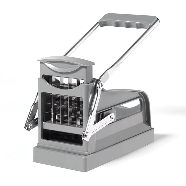 Starfrit Gourmet Coupe-Frites avec Corps en Plastique Gris et Lames en Acier Inoxydable, Doté d'Une base à Succion pour la Stabilité et d'Une Poignée Ergonomique, Idéal pour Couper Rapidement les Frites Régulières et de julienne; Convient Aussi pour Trancher Uniformément les Légumes.