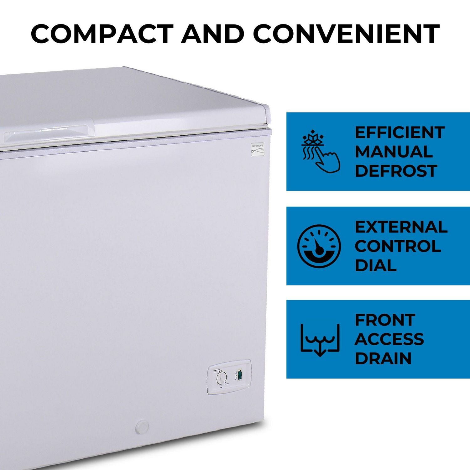 Kenmore 14.6 Cu. Ft Chest Freezer, 413L, Manual Defrost, Balanced Hinge Lid, Garage-Ready, White, Deep Freezer