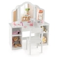thumbnail image 1 of Gymax Kids Vanity 2 in 1 Princess Makeup Desk & Chair Set Safe Tri-fold Mirror White, 1 of 9