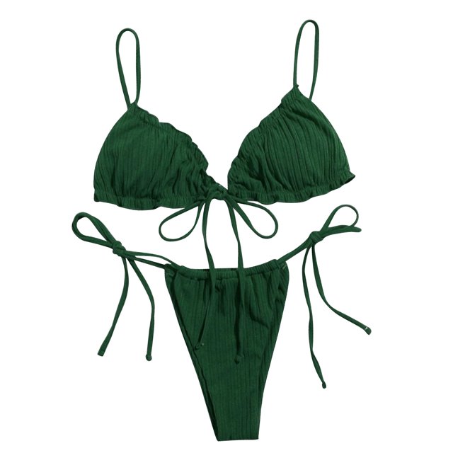 Swimming Suits for Women Three-Point Bikini Skinny Hot Spring with Small Breasts Green Womens Bathing Suits XL