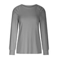 thumbnail image 4 of Timegard Hauts pour Femmes Manches Longues Col Rond T-Shirts Décontractés Confortables Couleur Unie Blouses Basiques, 4 of 7