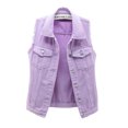 thumbnail image 1 of Denim Vest for Women Plus Size Casual Button Down Solid Color Ripped Crop Jacket Vest Waistcoat Streetwear, 1 of 6