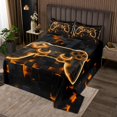 thumbnail image 2 of YST Gamer Quilt Set for Boys Gaming Room Bedspread Queen Soft Coverlet Set, Orange Geometry Honeycomb Print Bed Set 3 Pcs, Modern Abstract Plaid Bedding, 2 of 5