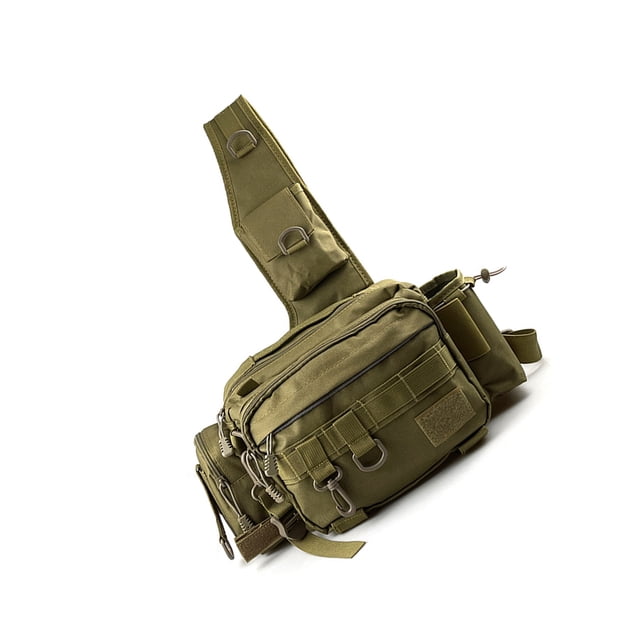 stanreset Sacs d'Articles de Pêche Multifonctions Épaule Simple Bandoulière Portable Équipement Utilitaire Sac de Rangement Extérieur Sac à Main Kaki