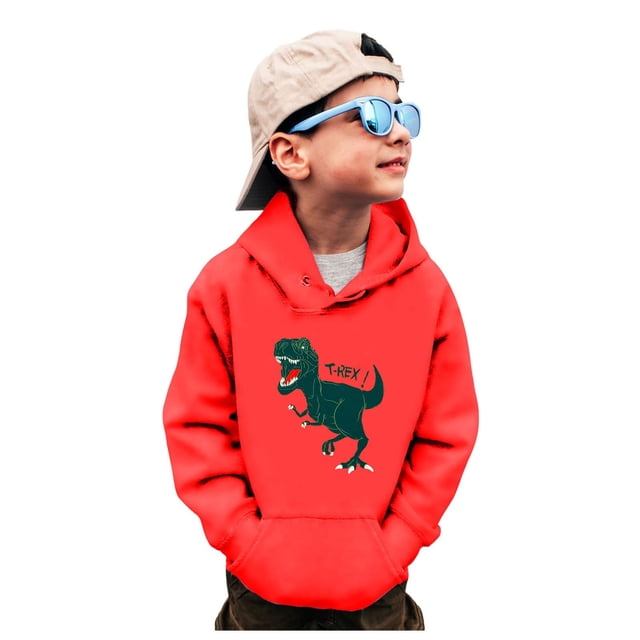 PMVFHDE Chandails à Col Rond pour Garçons Chandails pour Garçons Chandail à Col Rond Camion T-Shirt Dinosaure Manches Longues Chandail à Enfiler Hauts T-Shirts Rouge, 9-10 Ans