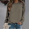 thumbnail image 2 of Yuyuzo 2025 Automne Chandail Sportif Uni pour Femme Décontracté Ample à Col Rond Raglan à Manches Longues Chandail Tunique Hauts Café, 2 of 7