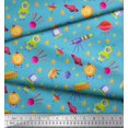 thumbnail image 3 of Soimoi Rayon Crepe Fabric Spaceship,Star & Telescope Cartoon Decor Fabric Printed Yard 46 Inch Wide, 3 of 3