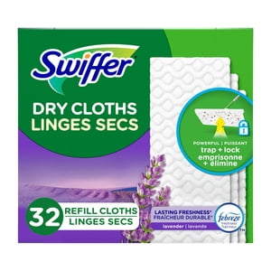 Swiffer Sweeper Dry Multi-Surface Cloth Refills for Floor Sweeping and Cleaning, Lavender Scent, 32 Count