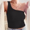 thumbnail image 2 of Pompotops Summer Women Slim Solid Color One Shoulder Vest Sleeveless Short Top, 2 of 4