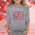 thumbnail image 2 of PMVFHDE Combinaisons Filles Hauts T-Shirt Fille T-Shirts Filles T-Shirts pour Fille T-Shirts Graphiques T-Shirts pour Fille Graphique T-Shirts de la Saint-Valentin pour Filles Imprimé Col Rond Fonctionnel Manches 3/4 T Gris,13-14 Ans, 2 of 4