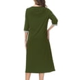 thumbnail image 4 of Timegard Nightgown for Women Zipper Robe 3/4 Sleeve House Dress Color Block Long Sleepwear with Pockets, 4 of 5
