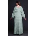 thumbnail image 3 of Bimba Robe Maxi à Manches Longues pour Femmes en Georgette Mousse, Imprimé Artistique d'Oiseaux et de Fleurs, Taille Élastique - Très Petit, 3 of 5