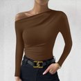 thumbnail image 5 of Plebaso Women's One Shoulder Tops Short/Long Sleeve Slim Shirts Ruched Going out Tees Shirts for Women, 5 of 5