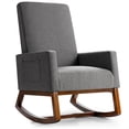 thumbnail image 1 of Gymax Rocking Chair High Back Upholstered Lounge Armchair w/ Side Pocket Grey, 1 of 10