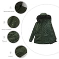 thumbnail image 3 of Women's Solid Mid Length Jacket With Large Collar And Warm Winter Coat,Size:XL, 3 of 6