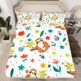 thumbnail image 2 of YST Sloth Bed Sheets Set Funny Animal Sheet Set For Girls Kids Cute Flower Animal Bed Set King Size, Wild Animal Sheets Botanical Flower Pattern 3D Fitted Sheet + Top Sheet + 2 Pillowcases, 2 of 5